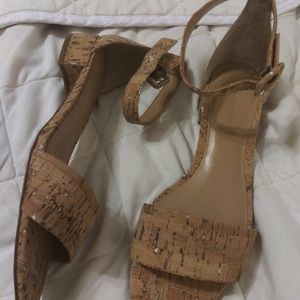 Cork ankle strap flats